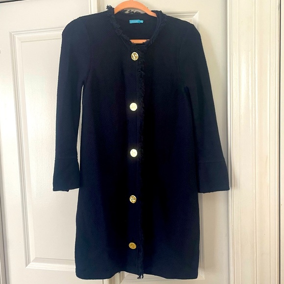 J. McLaughlin navy button front cardigan sweater jacket EUC - Picture 2 of 5
